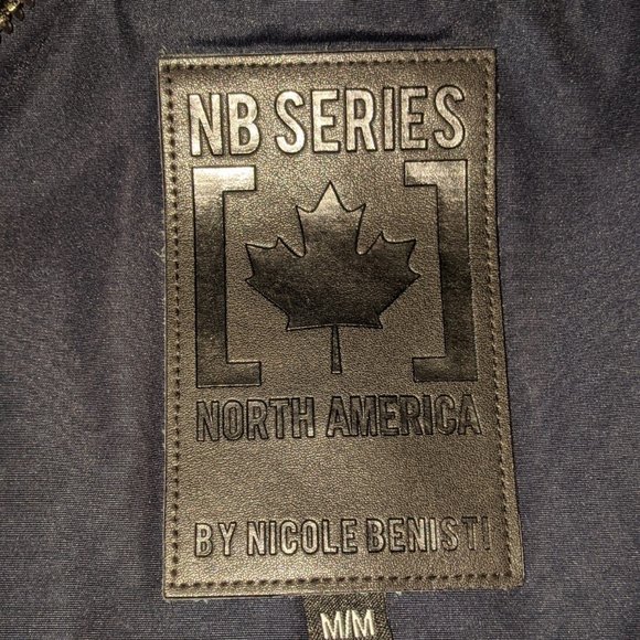 NICOLE BENISTI SOLDEN QUILTED DOWN COAT IN NAVY WITH BLUE FUR - Picture 4 of 7